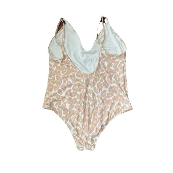 Aerie Swimsuit Women XL LONG TORSO Cheeky One Piece Leopard V Neck Bathing Suit - Picture 2 of 3